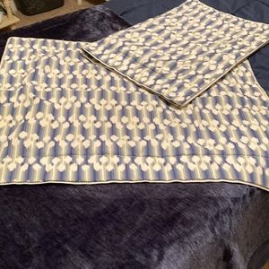 Vintage “Ancient Echoes” by Martex  Blue and White Std Size Shams 21” x 27”